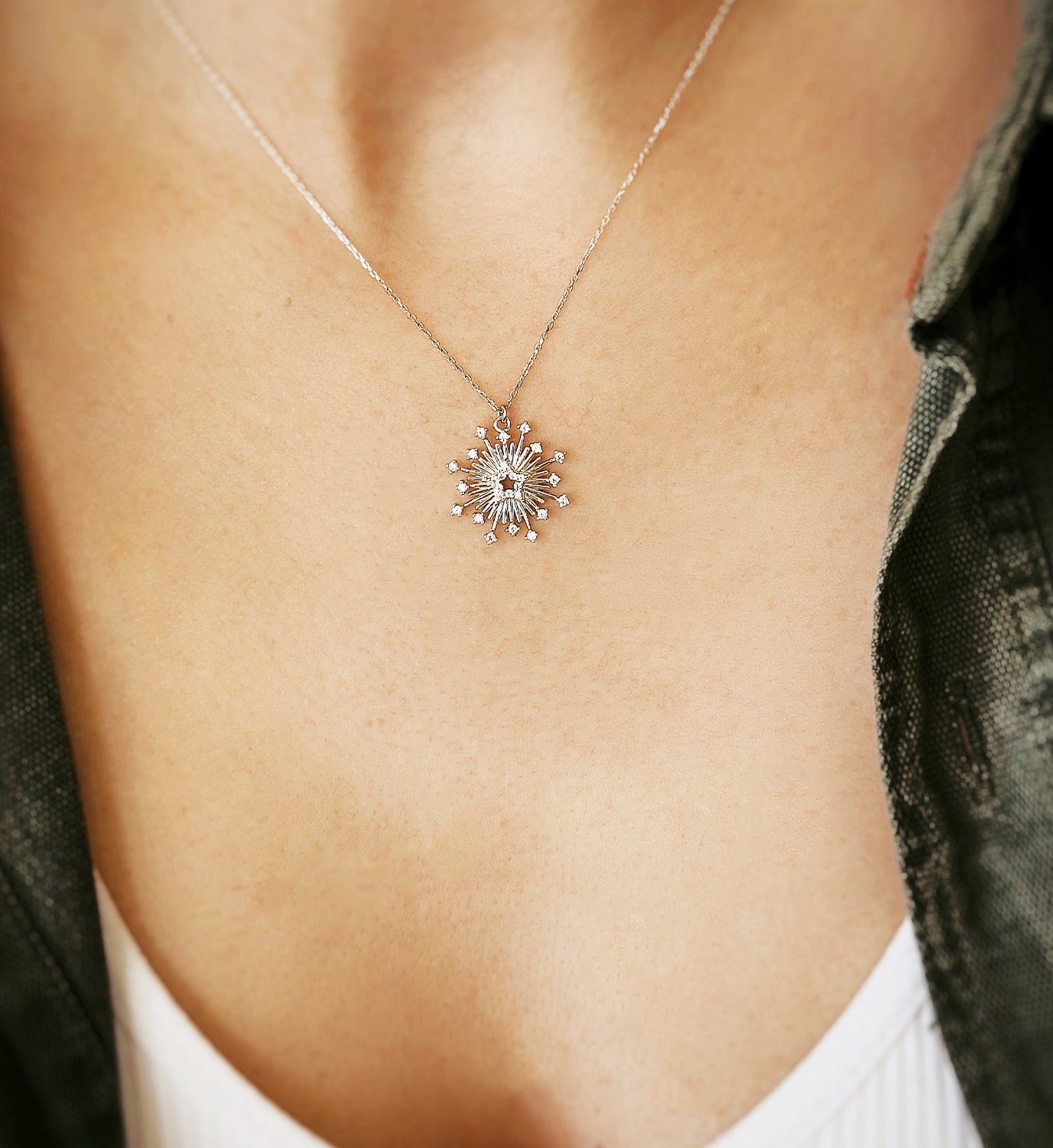 14K Gold Snow Flower Necklace