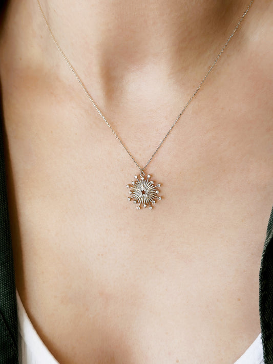 14K Gold Snow Flower Necklace