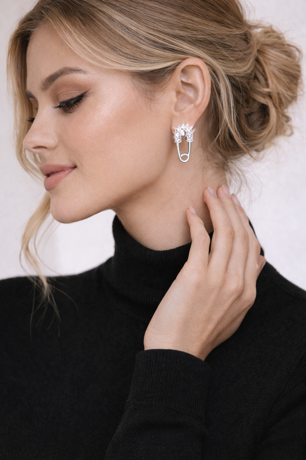 Sterling Silver Safety Pin Earrings for Women