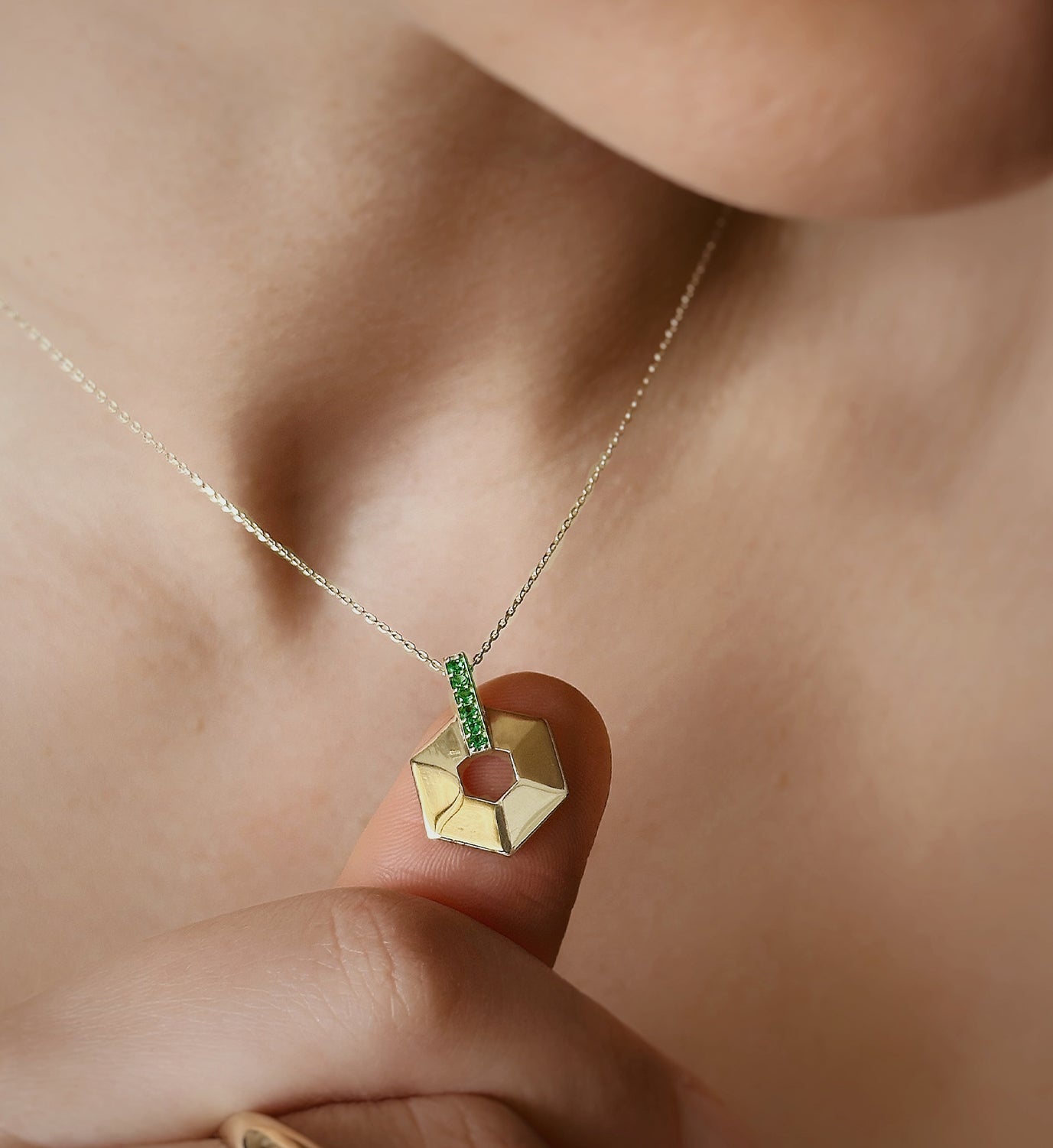 14K Carat Hexagonal Necklace