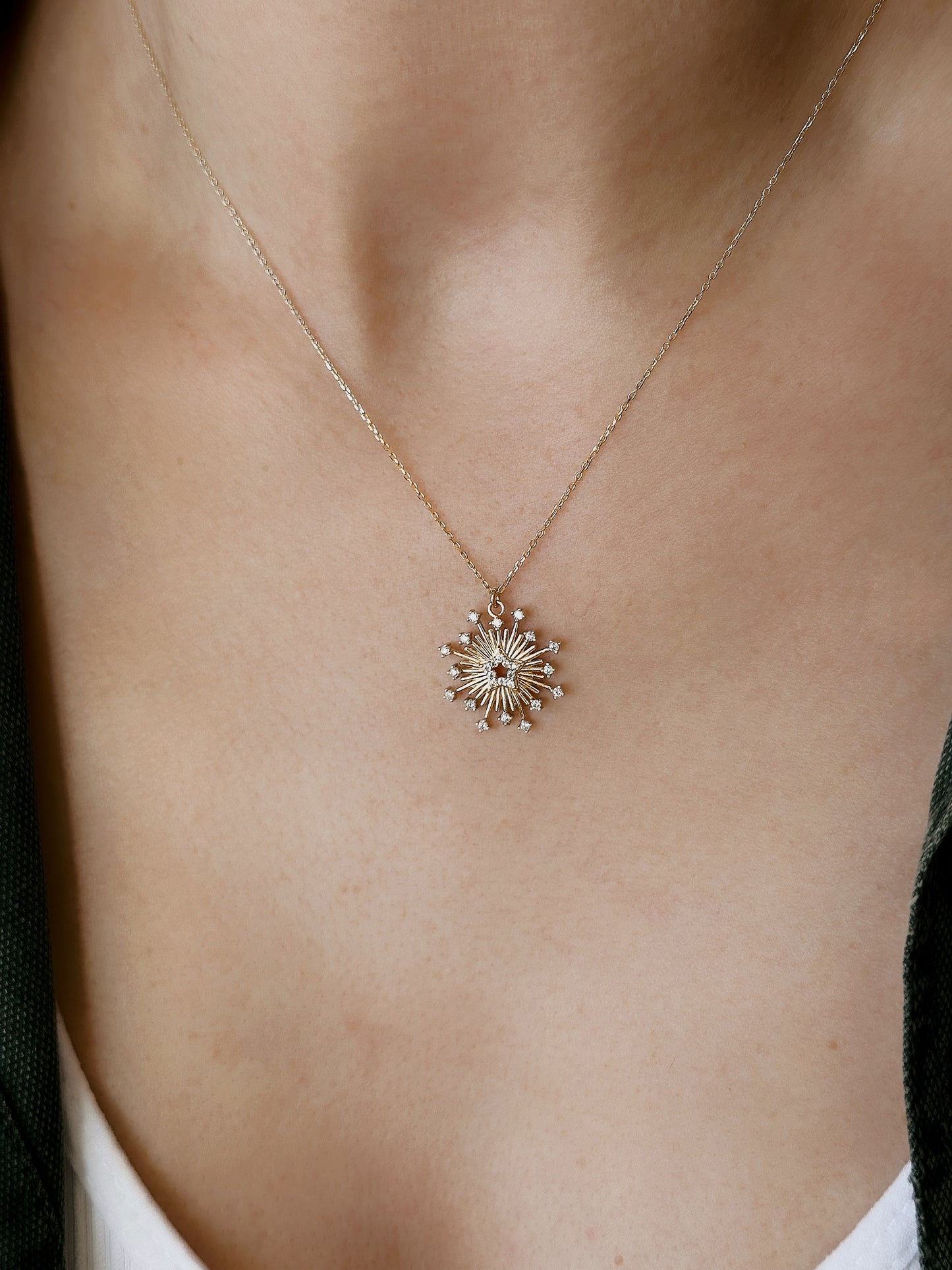 14K Gold Snow Flower Necklace