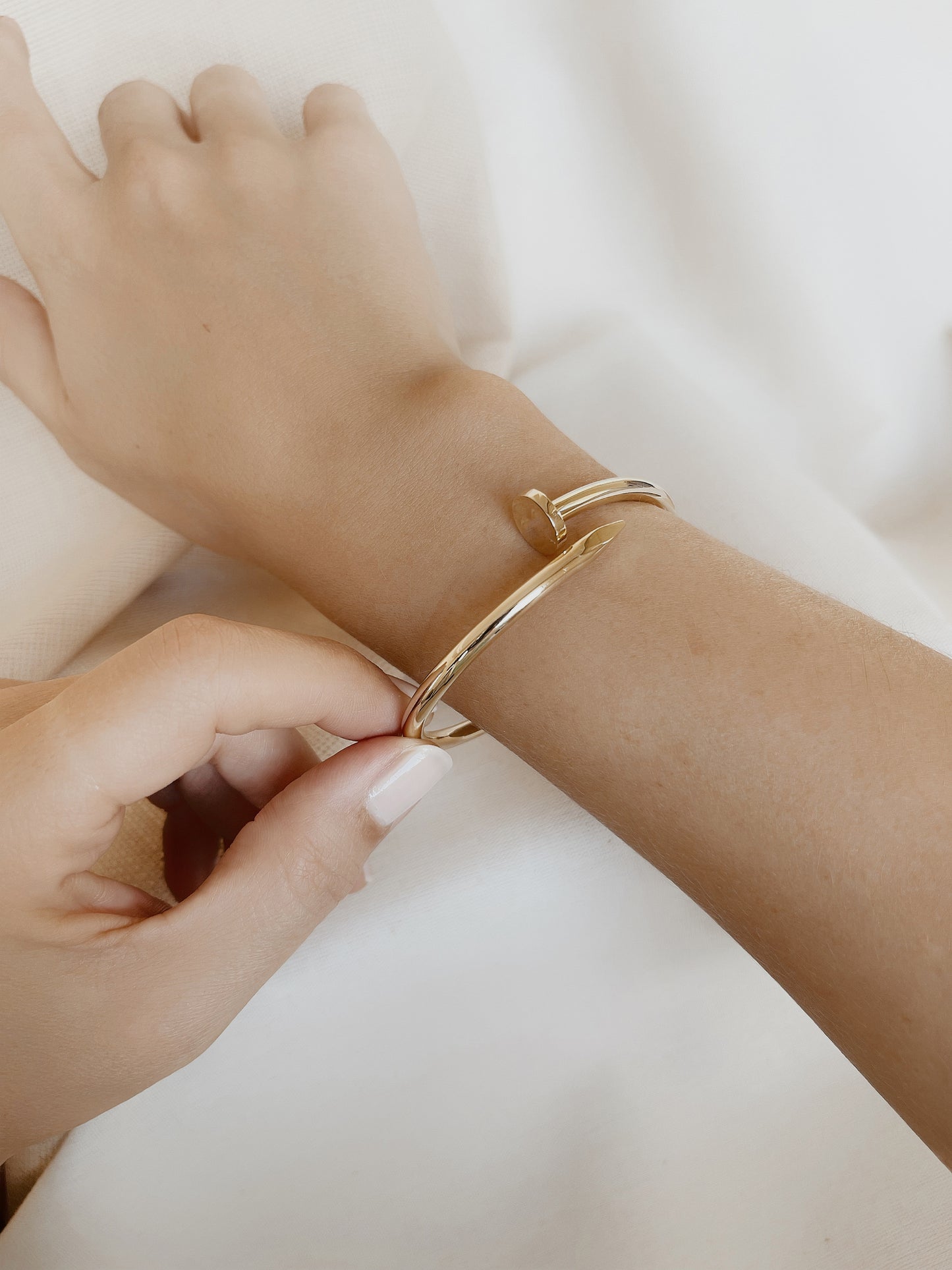 14k Solid Gold Nail Bangle Bracelet, Cuff Bracelets