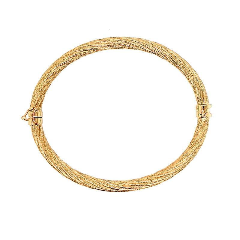 14K Solid Gold  Bangle Twisted Bracelet Classic Real Gold Women