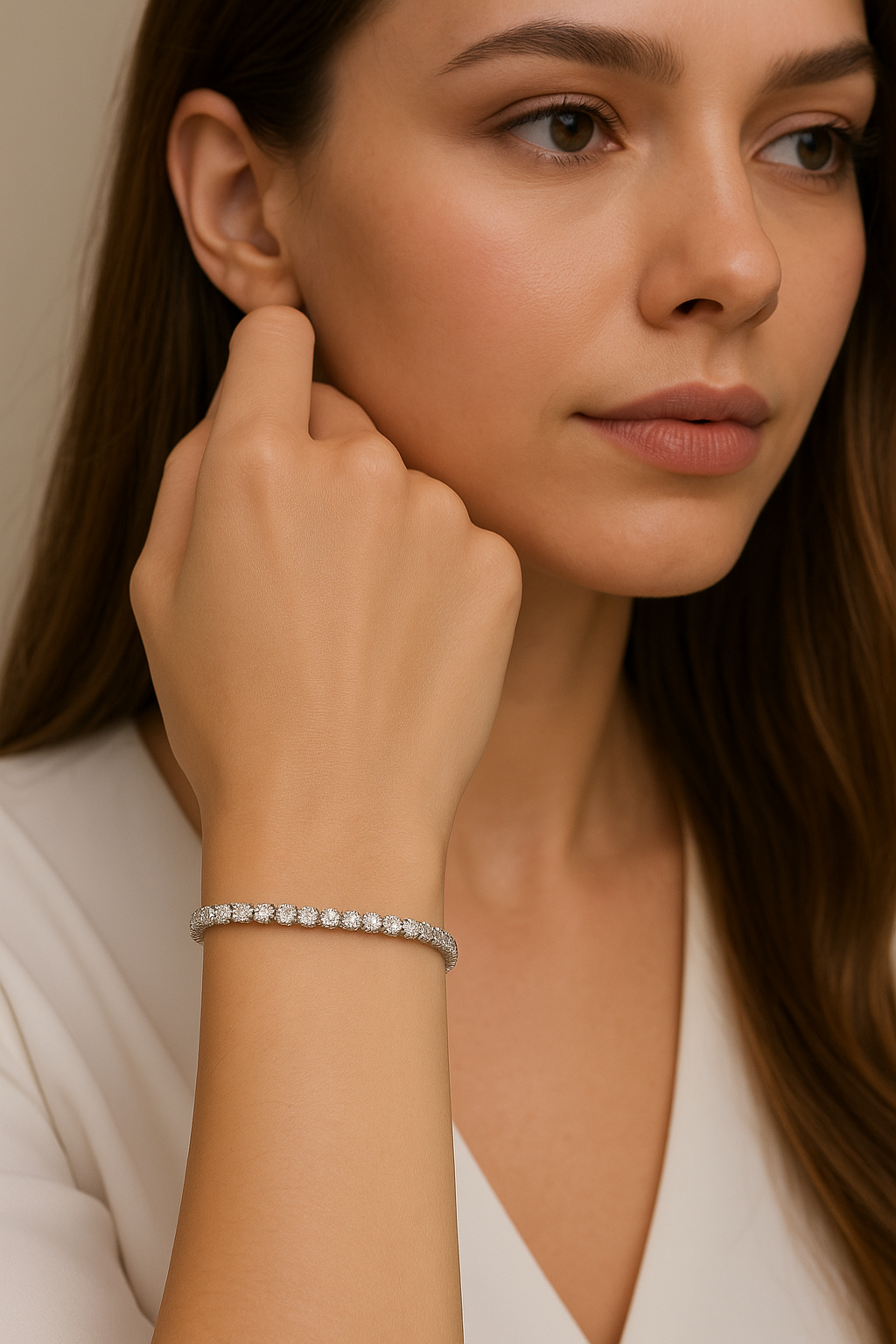 925 Sterling Silver Tennis Bracelet 2.5mm, Dainty Thin Silver Tennis Chain