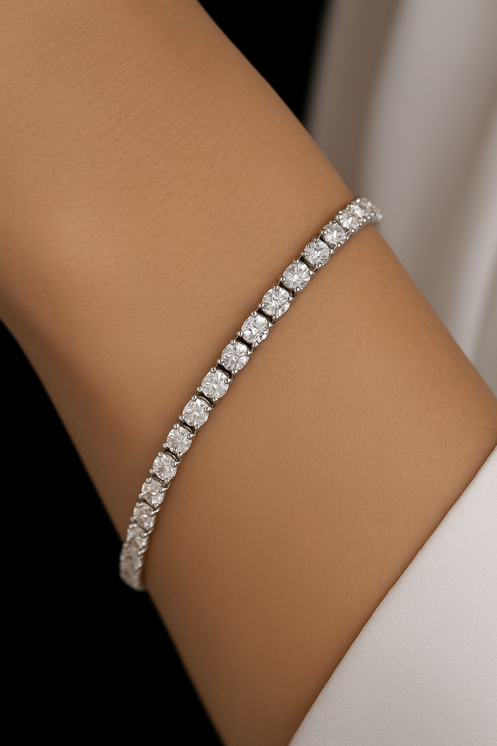 925 Sterling Silver Tennis Bracelet 2.5mm, Dainty Thin Silver Tennis Chain