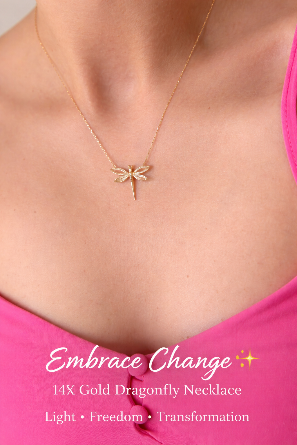 14K Gold Dragonfly Necklace