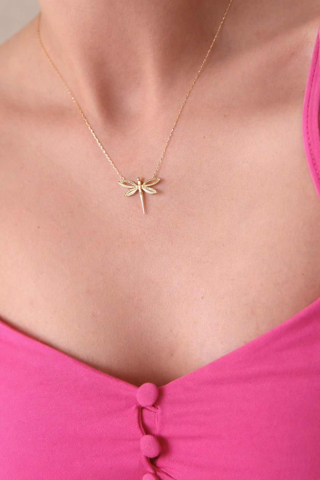 14K Gold Dragonfly Necklace