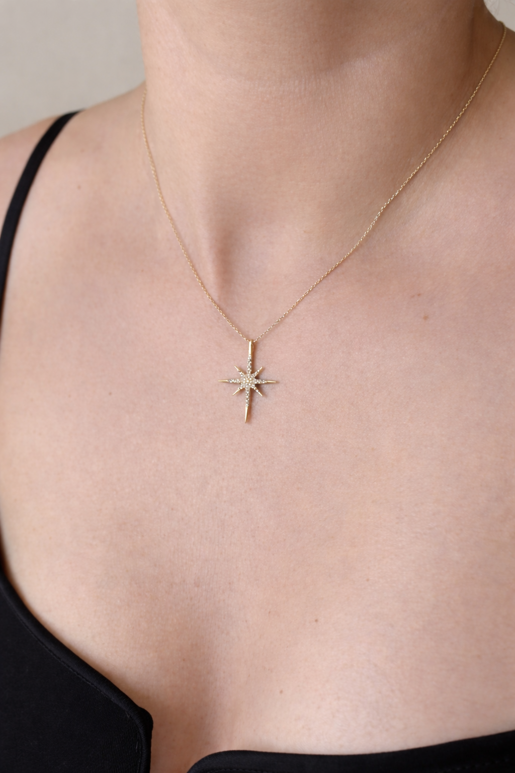 14K Gold North Star Necklace