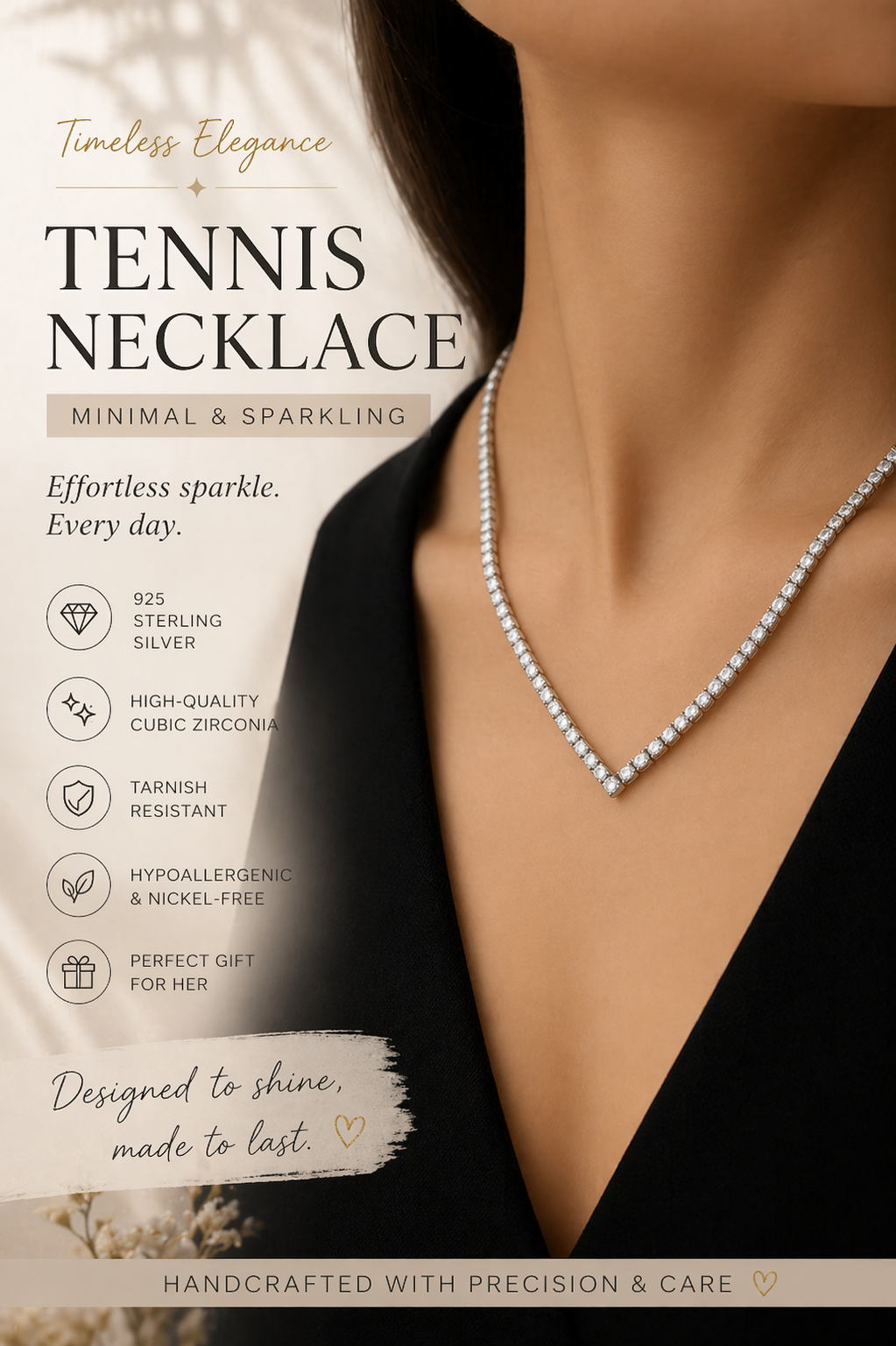 Tennis Necklace 925 Sterling Silver