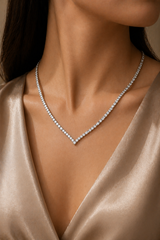 Tennis Necklace 925 Sterling Silver