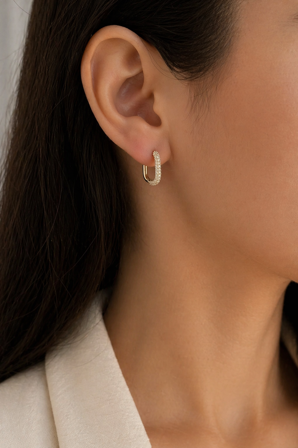 14K Solid Gold Hoop Earrings – Minimal Diamond Cut Sparkle Huggie Earrings