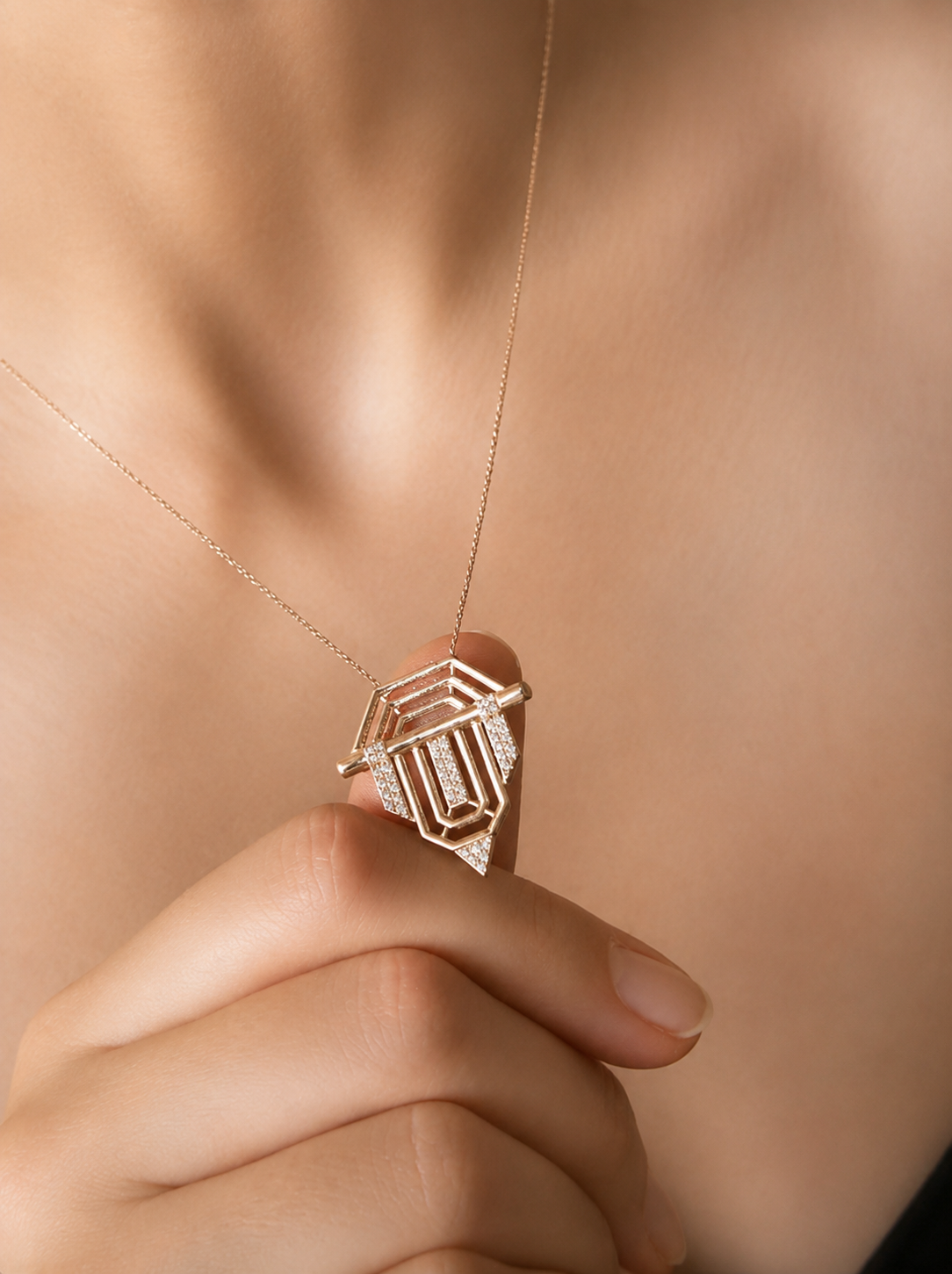 14k Solid Gold Knight  Art Deco Pendant  Necklace