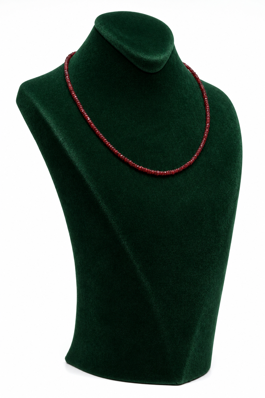 Natural Ruby Beaded Necklace, 46 cm – Faceted Gemstones & 925 Sterling Silver Clasp