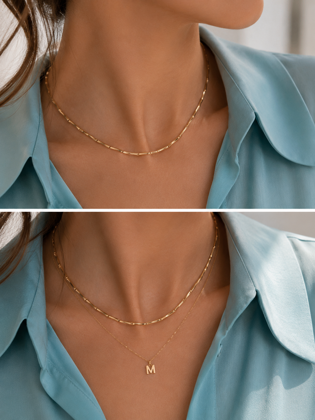 14K Solid Gold Bamboo Chain Necklace
