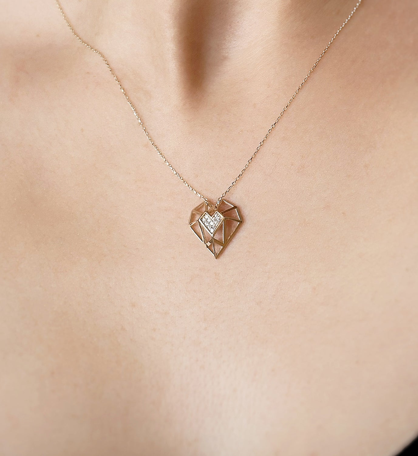 14K solid Gold Heart Necklace