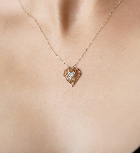 14K solid Gold Heart Necklace