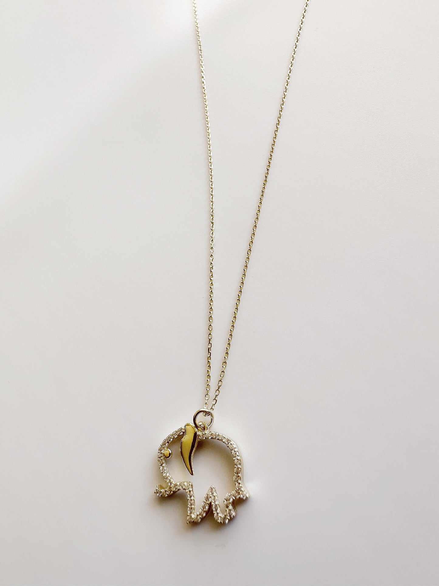 14K Solid Gold Elephant Necklace