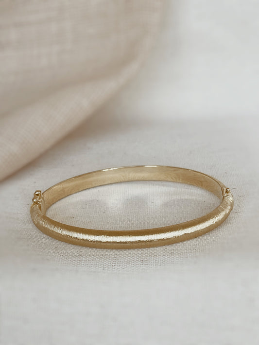 14K Solid Gold High Polish Hinge Bangle Bracelet