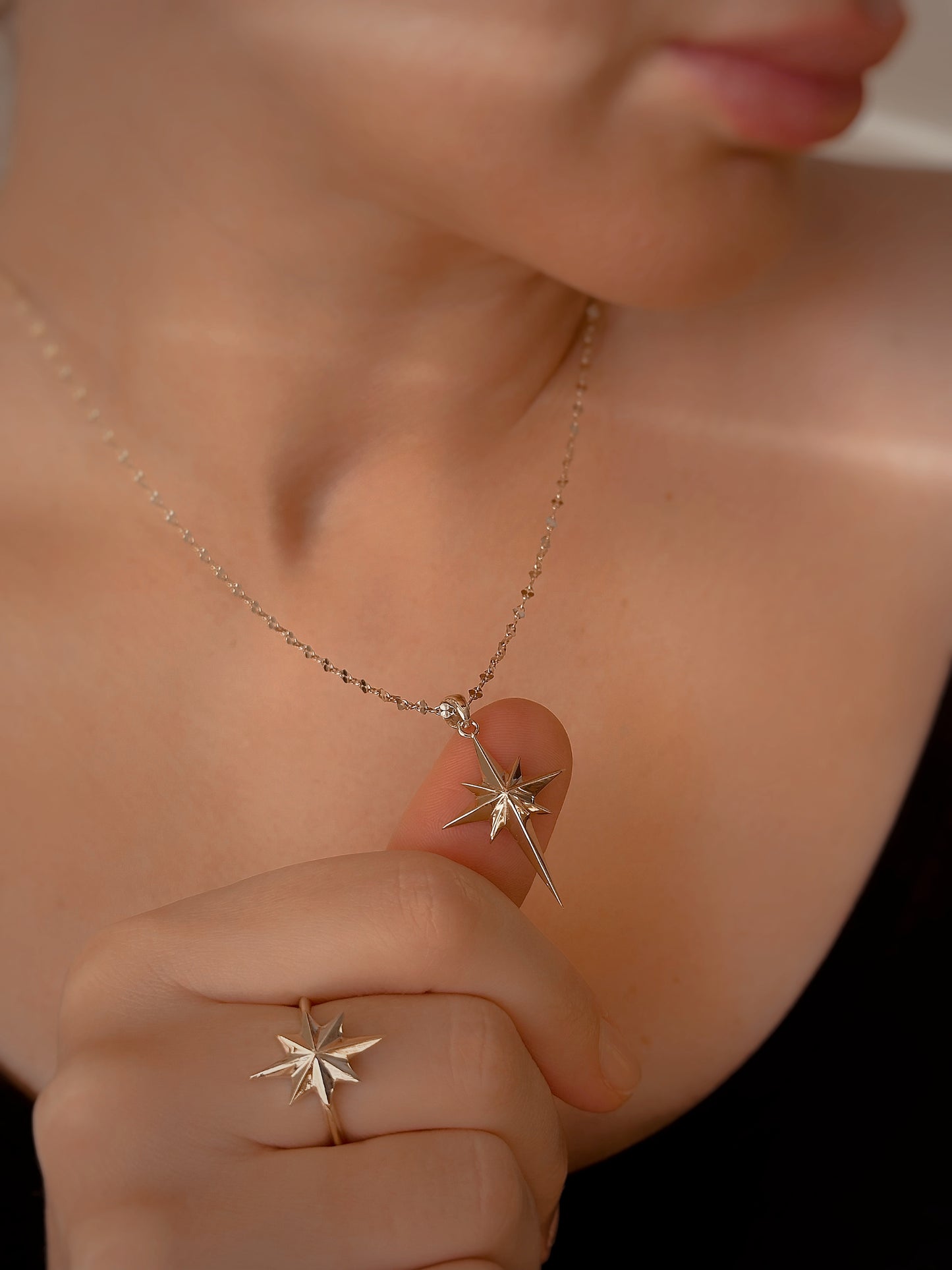 14k Gold North Star Necklace