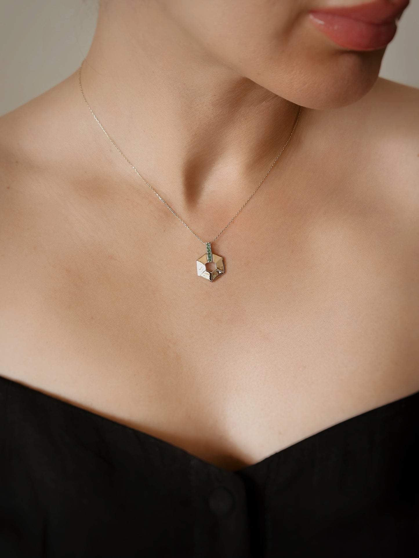 14K Carat Hexagonal Necklace