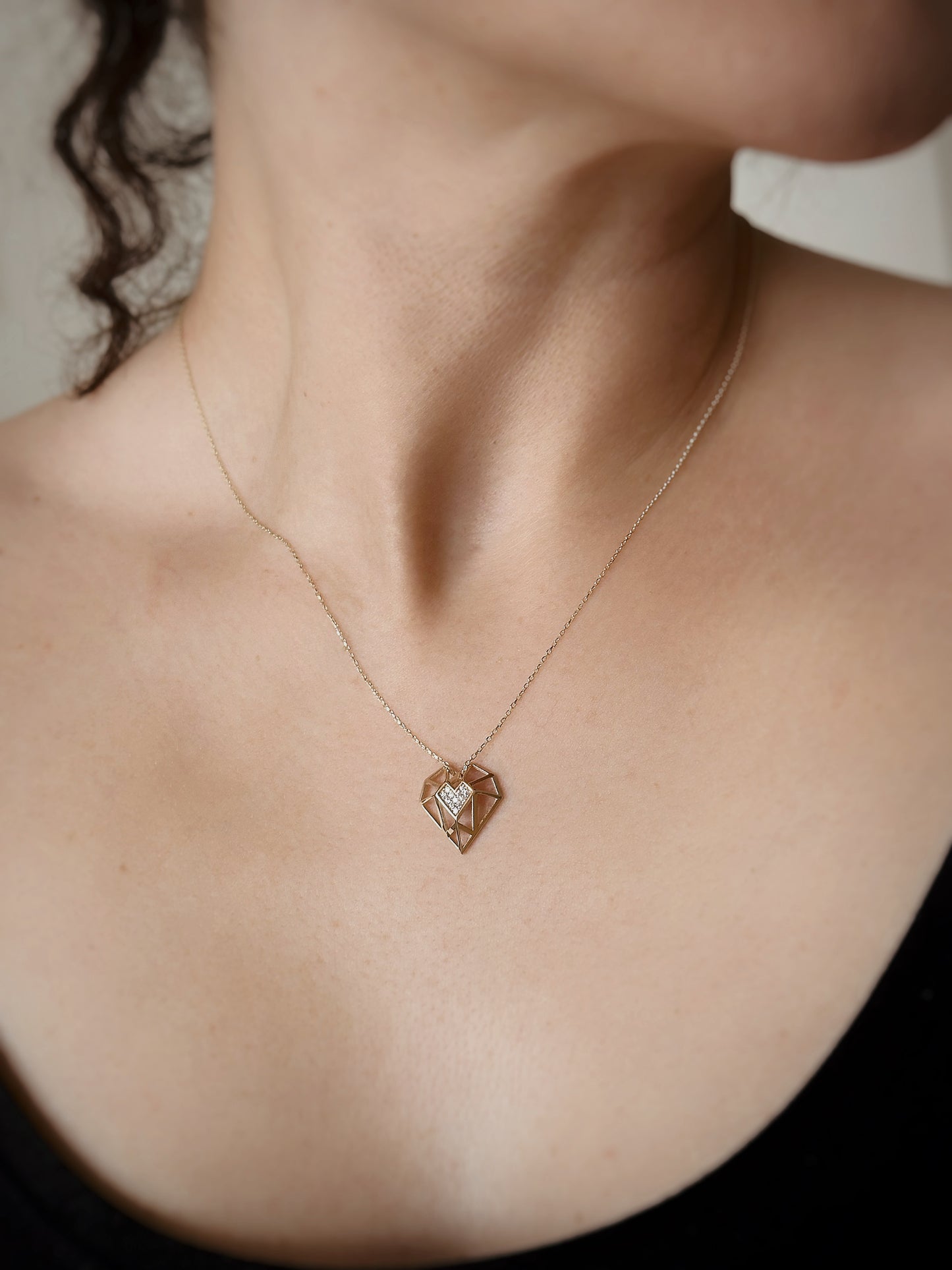 14K solid Gold Heart Necklace