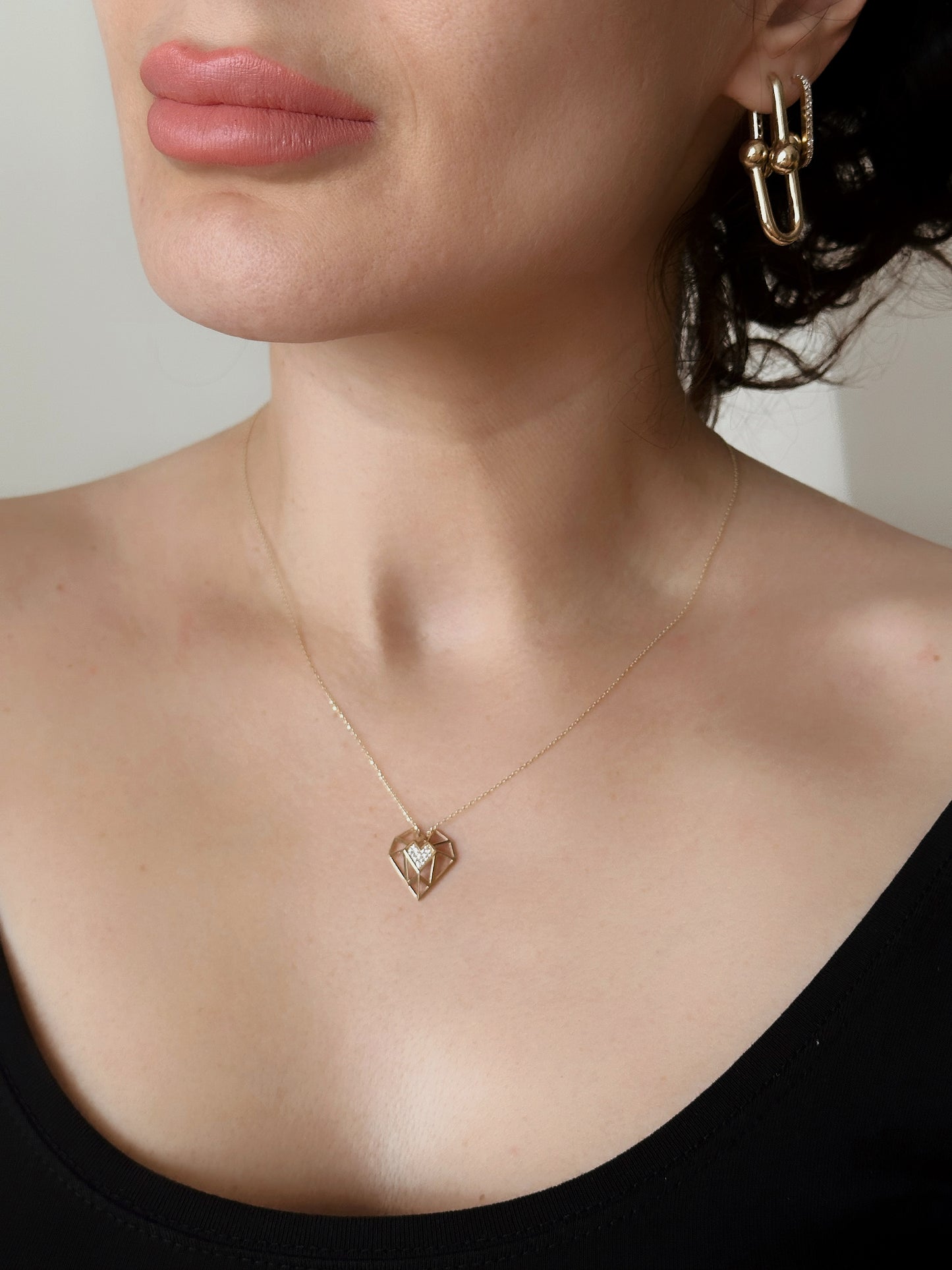 14K solid Gold Heart Necklace