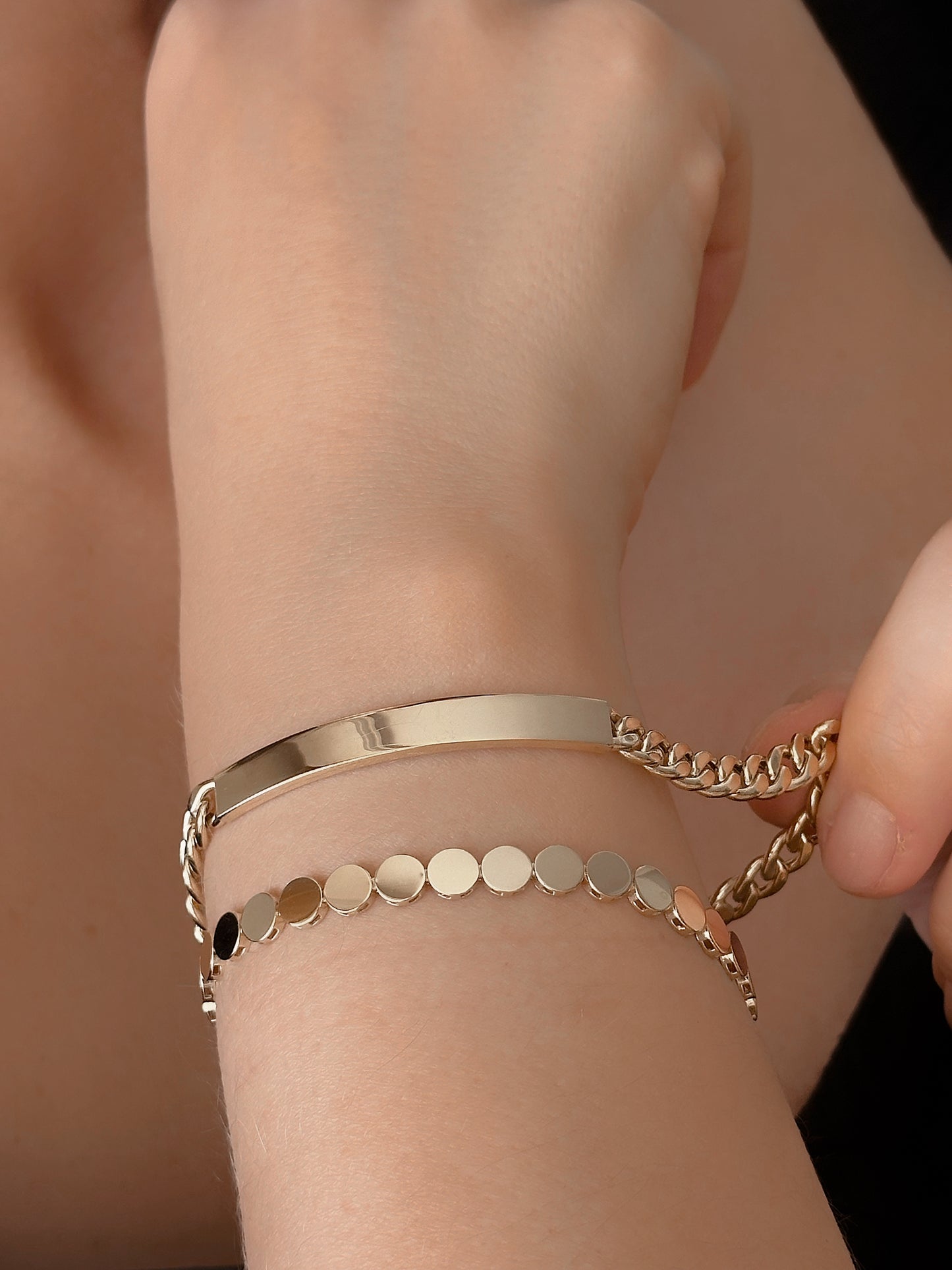 14K Gold ID Bracelet Or Disc Chain Bracelet