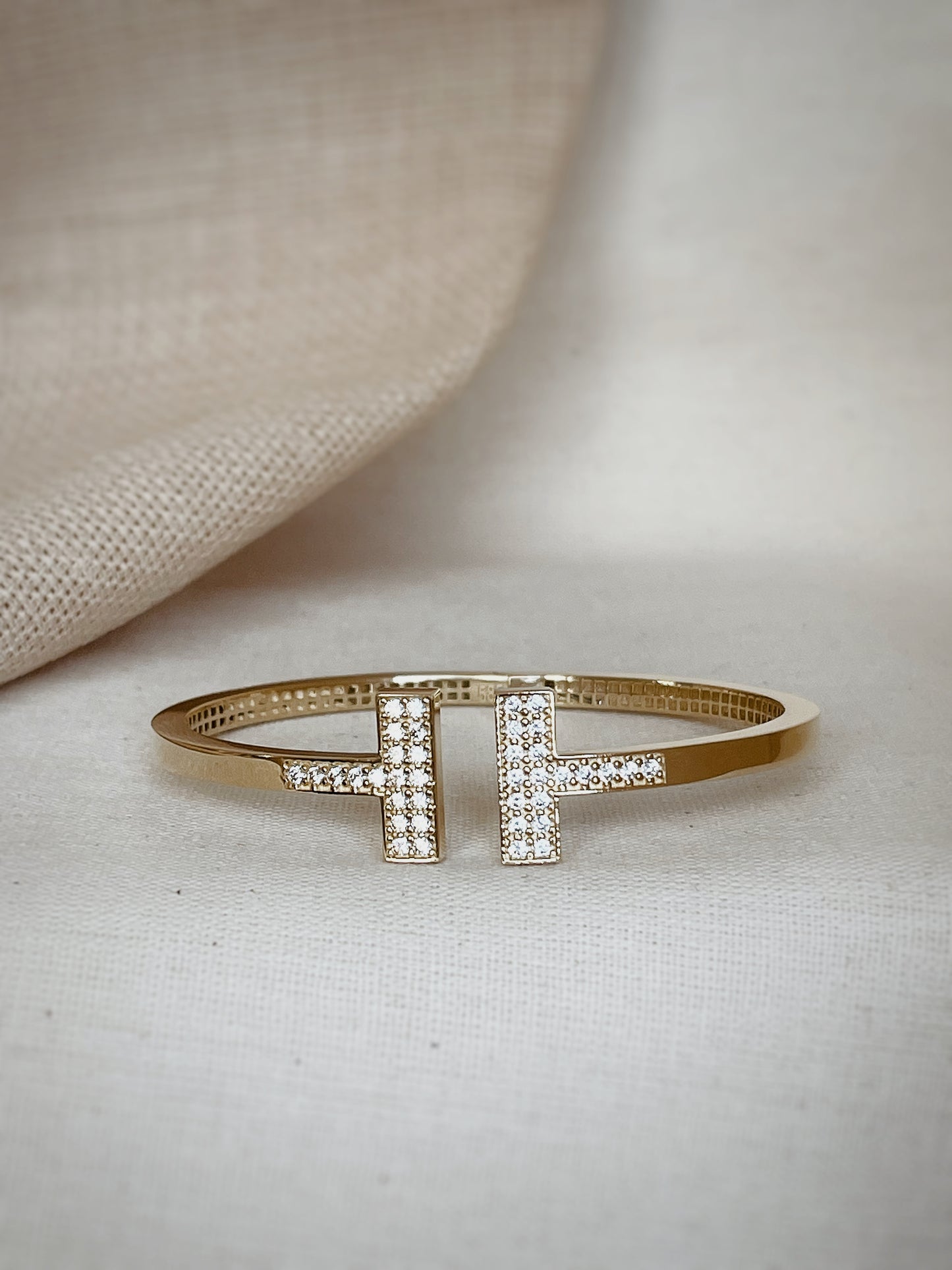 T Solid Gold Bangle 14k, Open Bangle