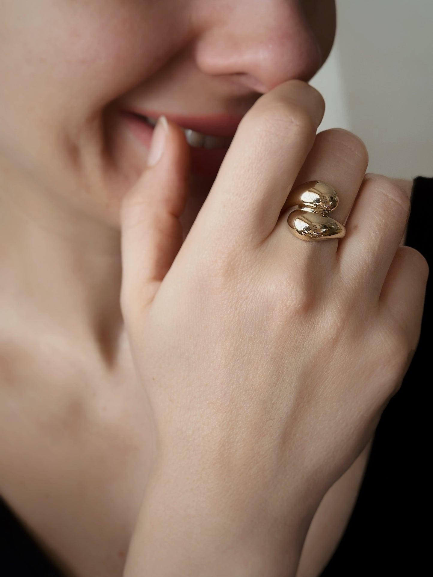 14K Solid Gold Bottega Drop Dupe Rings