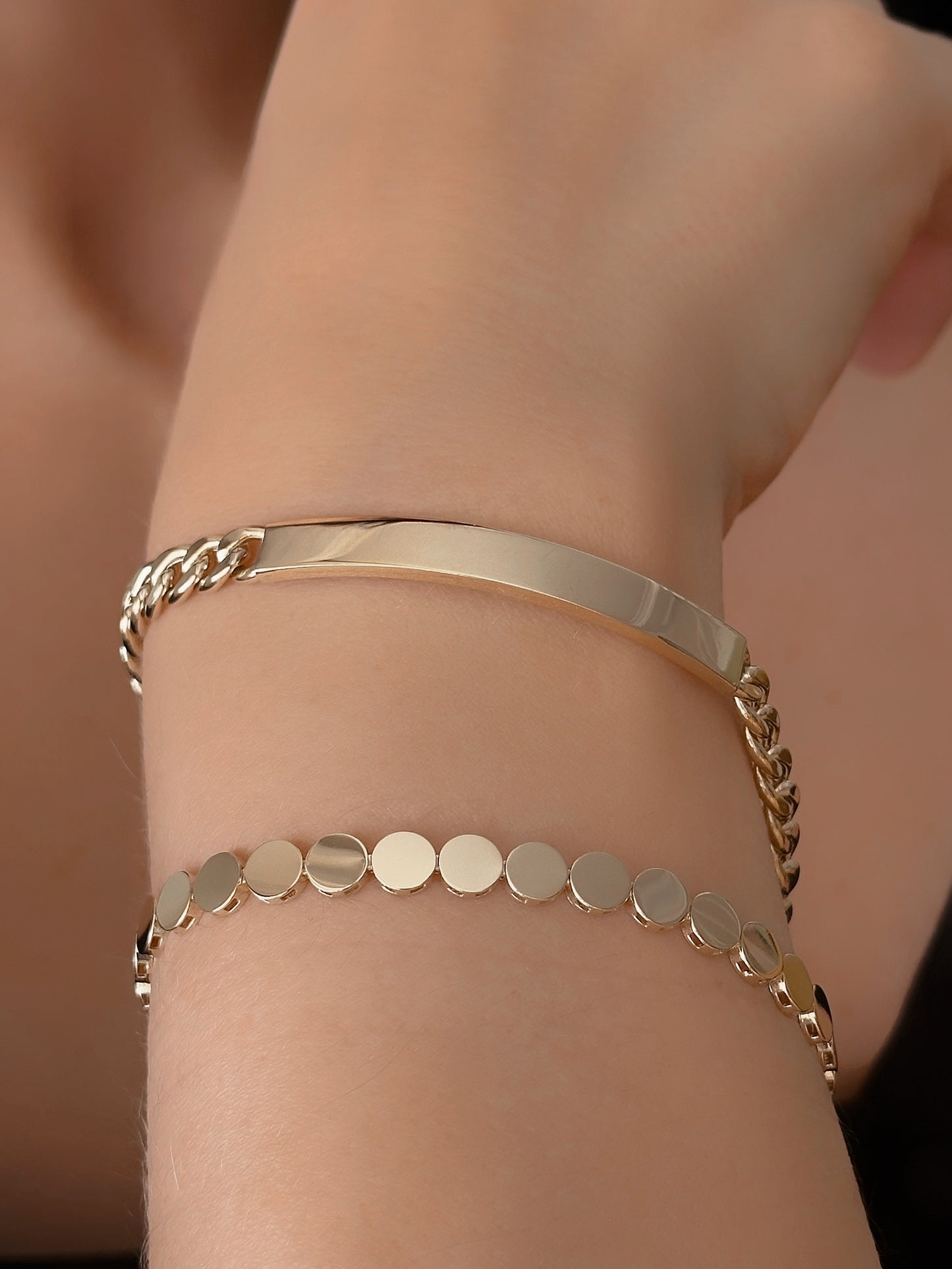 14K Gold ID Bracelet Or Disc Chain Bracelet