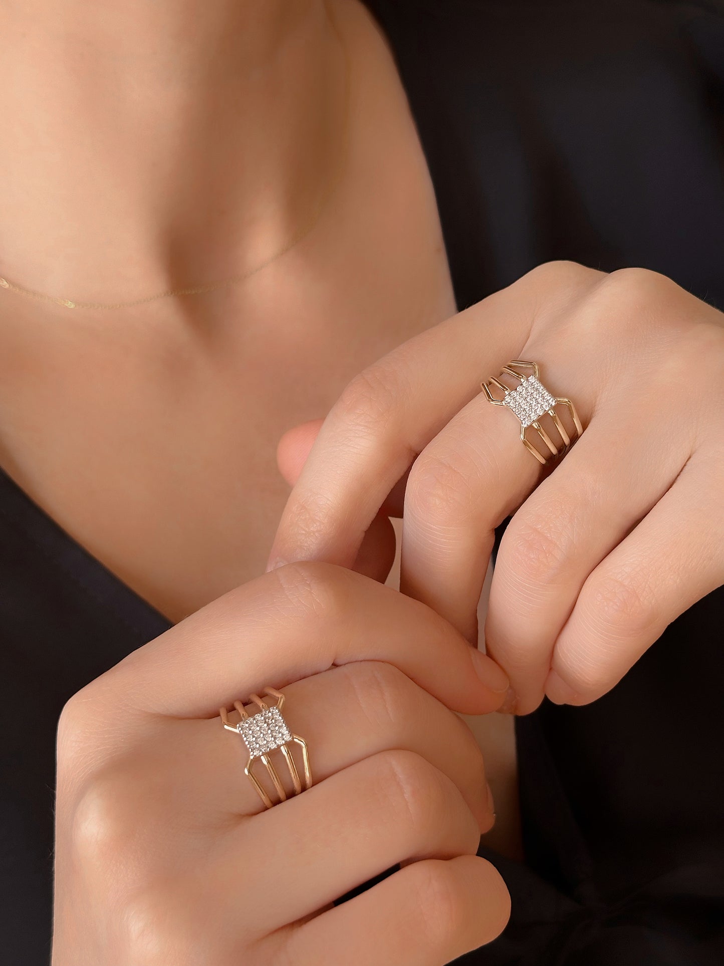 14K Solid Gold Spider Web Ring
