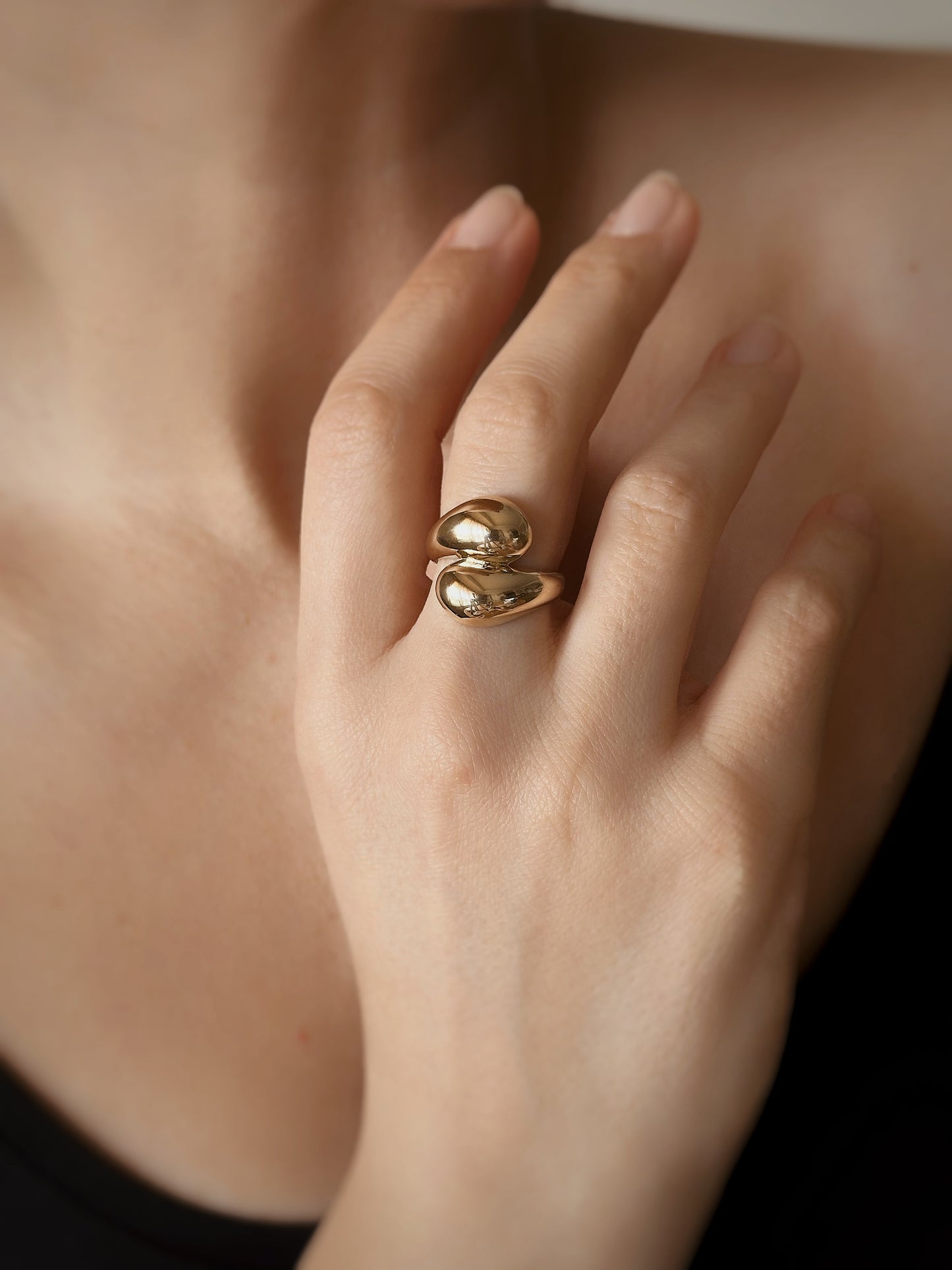 14K Solid Gold Bottega Drop Dupe Rings