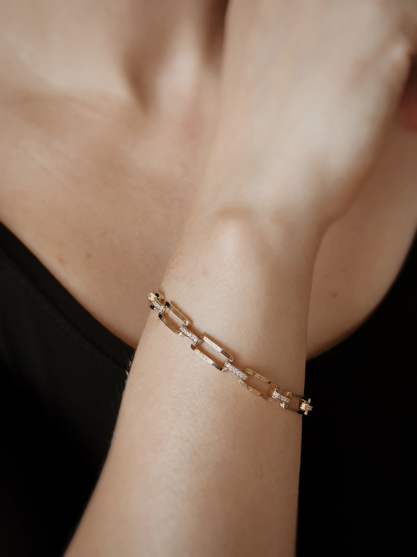 14k Real Gold Paper Clip Bracelet