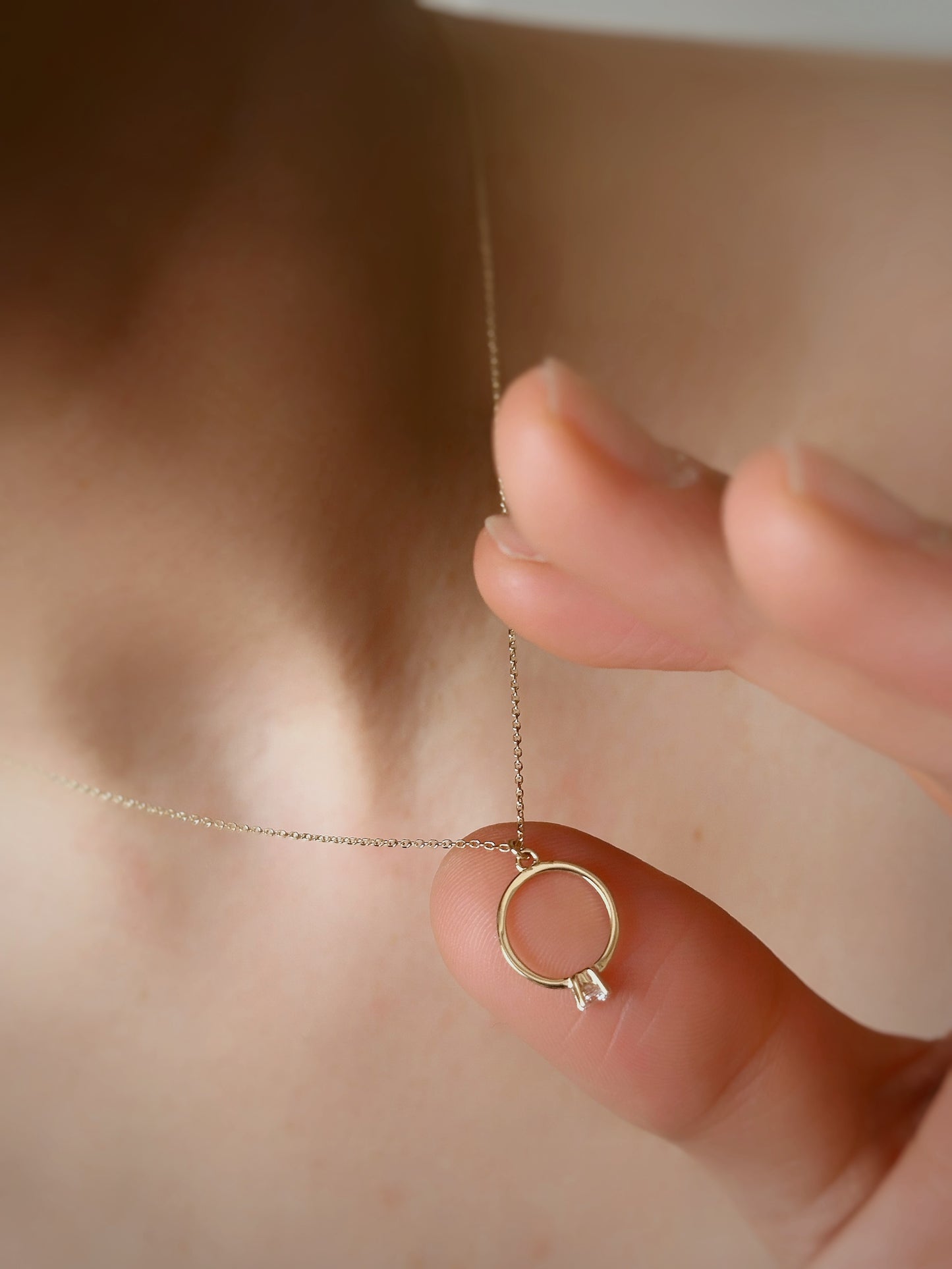 14k Solid Gold Single Stone Proposal Necklace