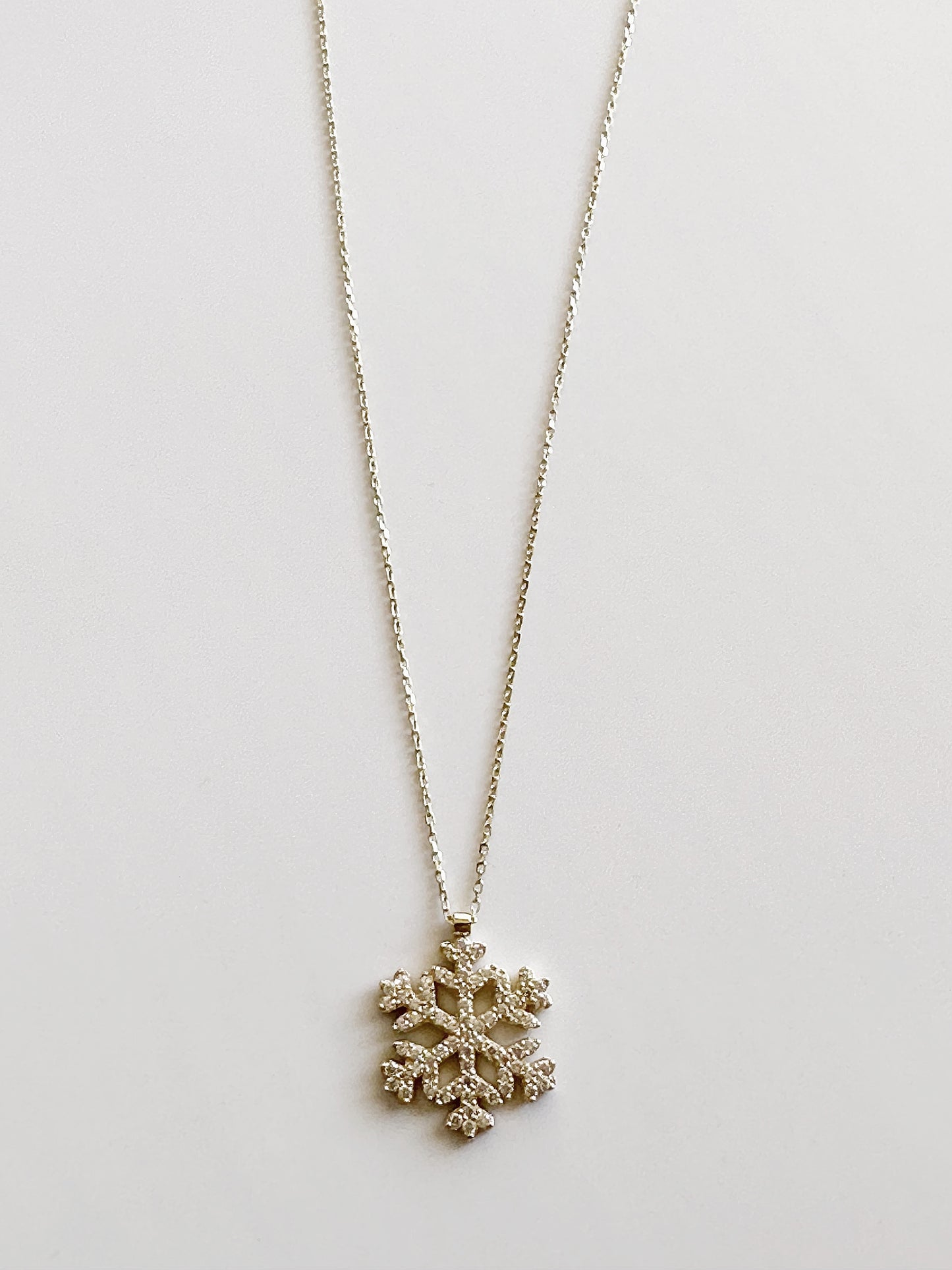 14k Solid Gold Snowflake Necklace