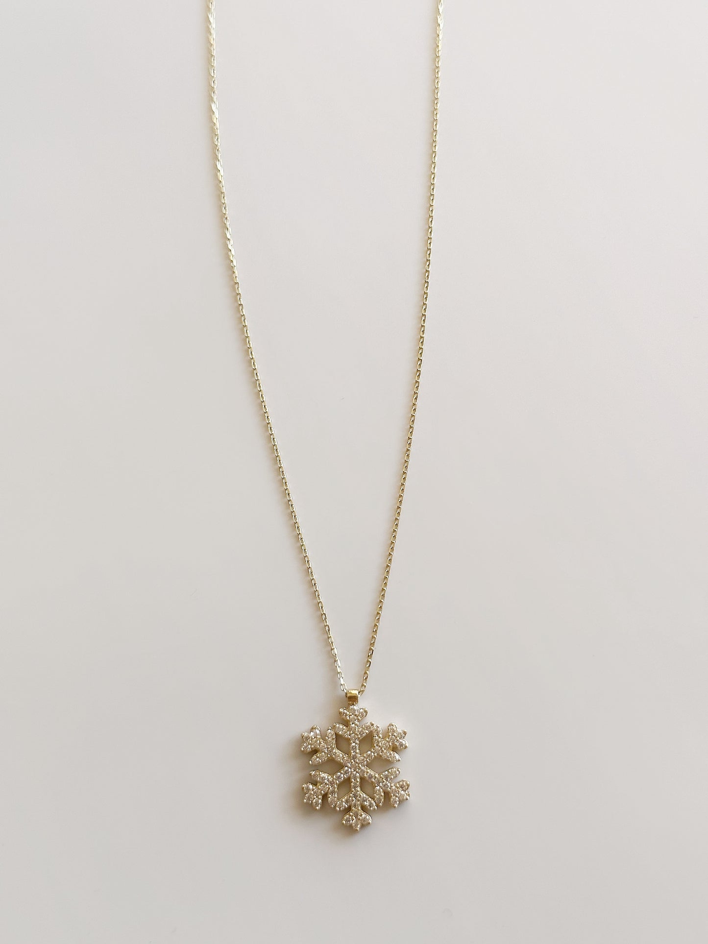 14k Solid Gold Snowflake Necklace