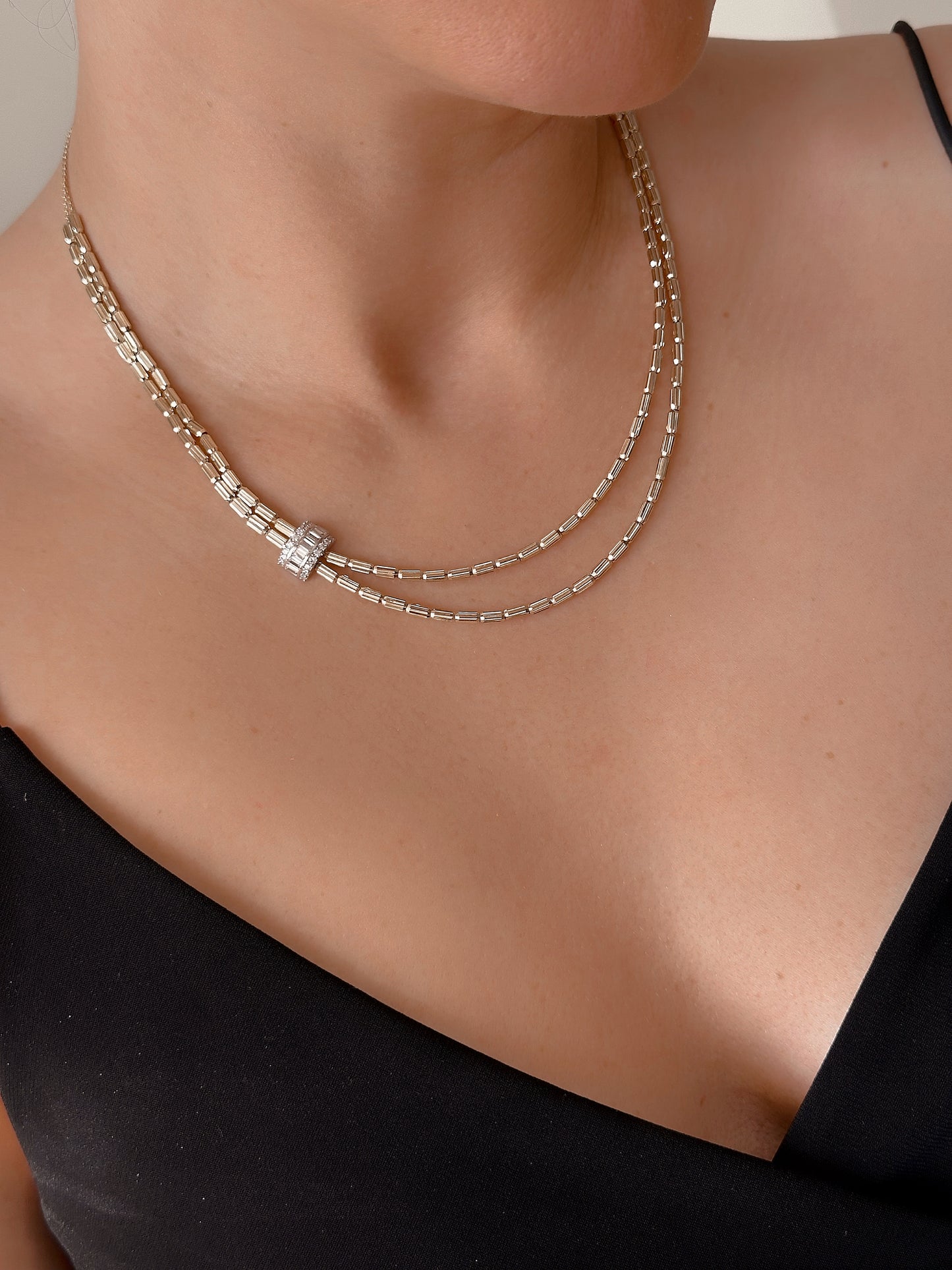 14K Solid Gold Pipette Chain Necklace