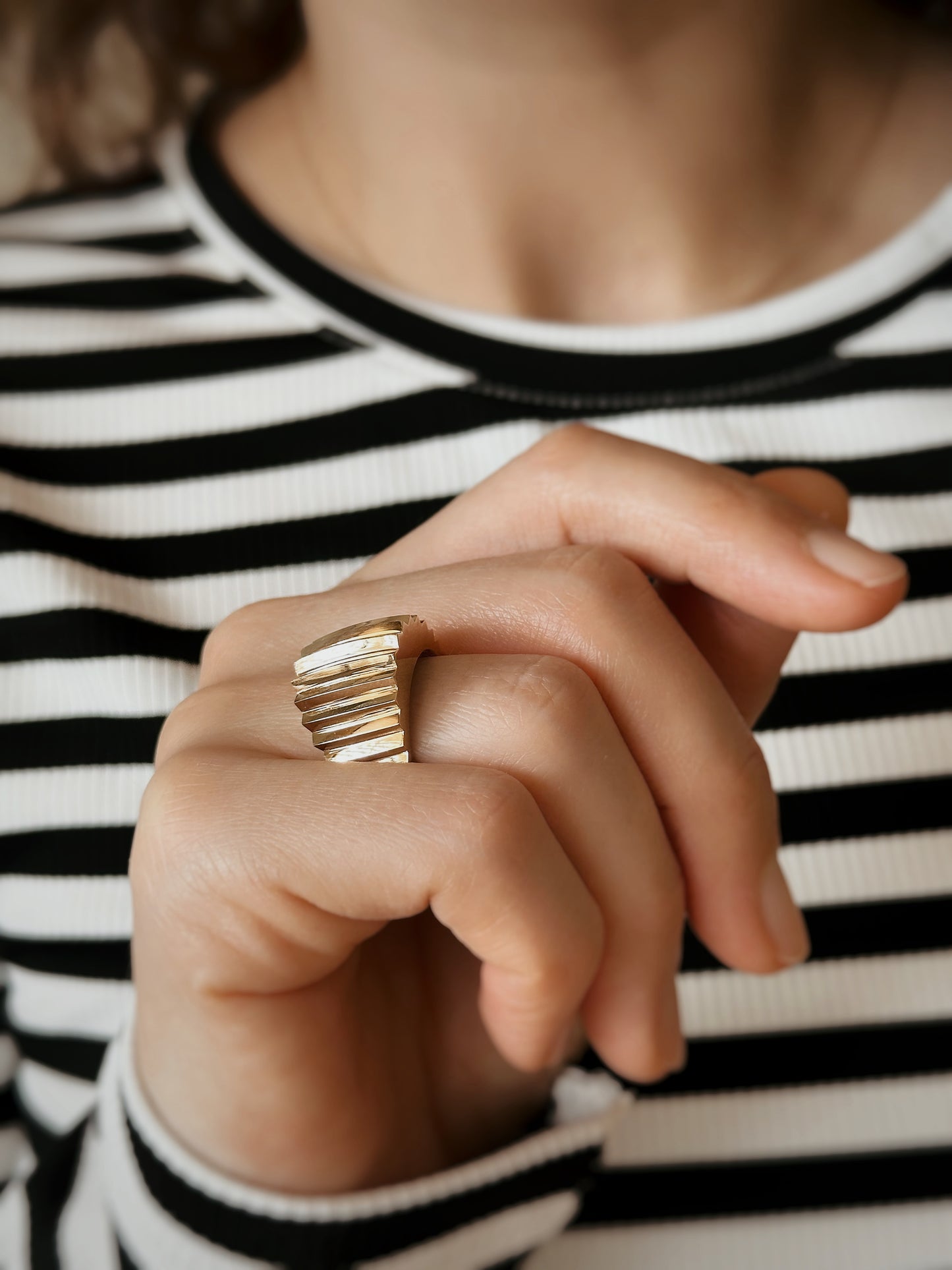 14k Solid Gold Dome Accordion Ring