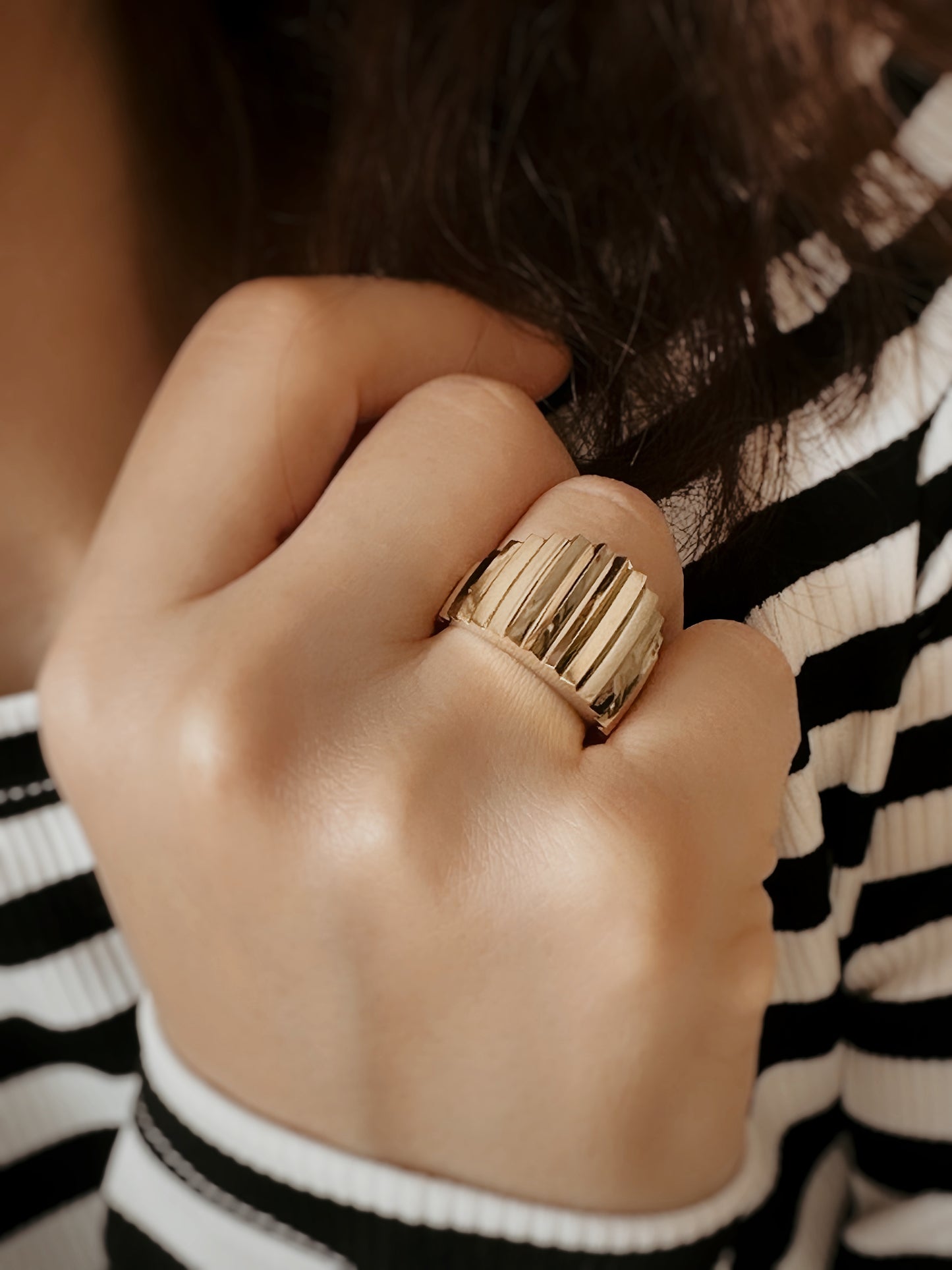 14k Solid Gold Dome Accordion Ring