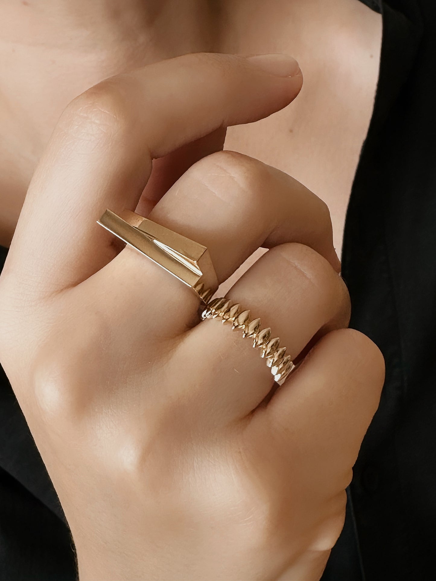 Asymmetrical Thick Unisex Ring, Geometric Ring