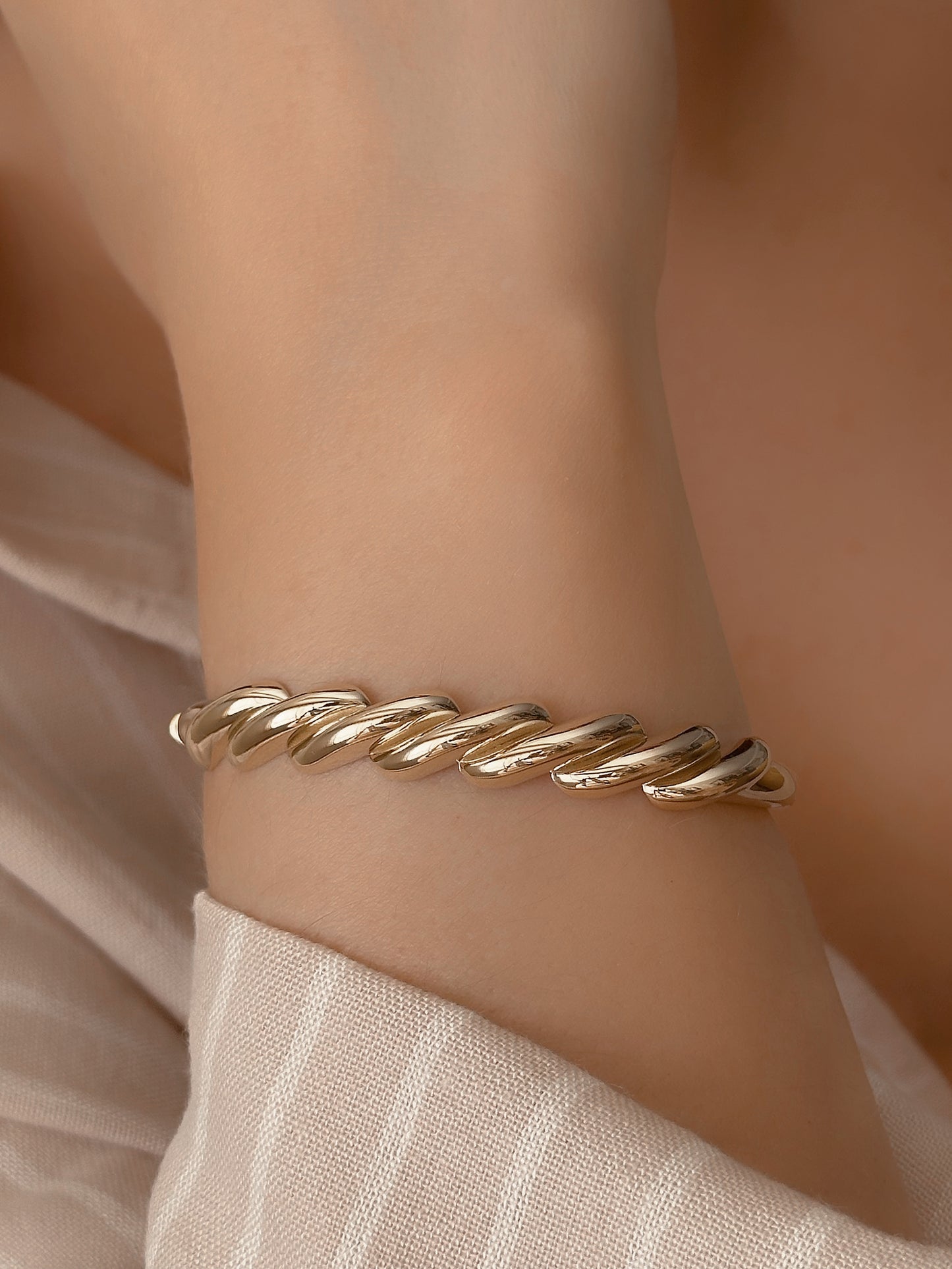 14K Solid Gold Double Twisted Rope Stacking