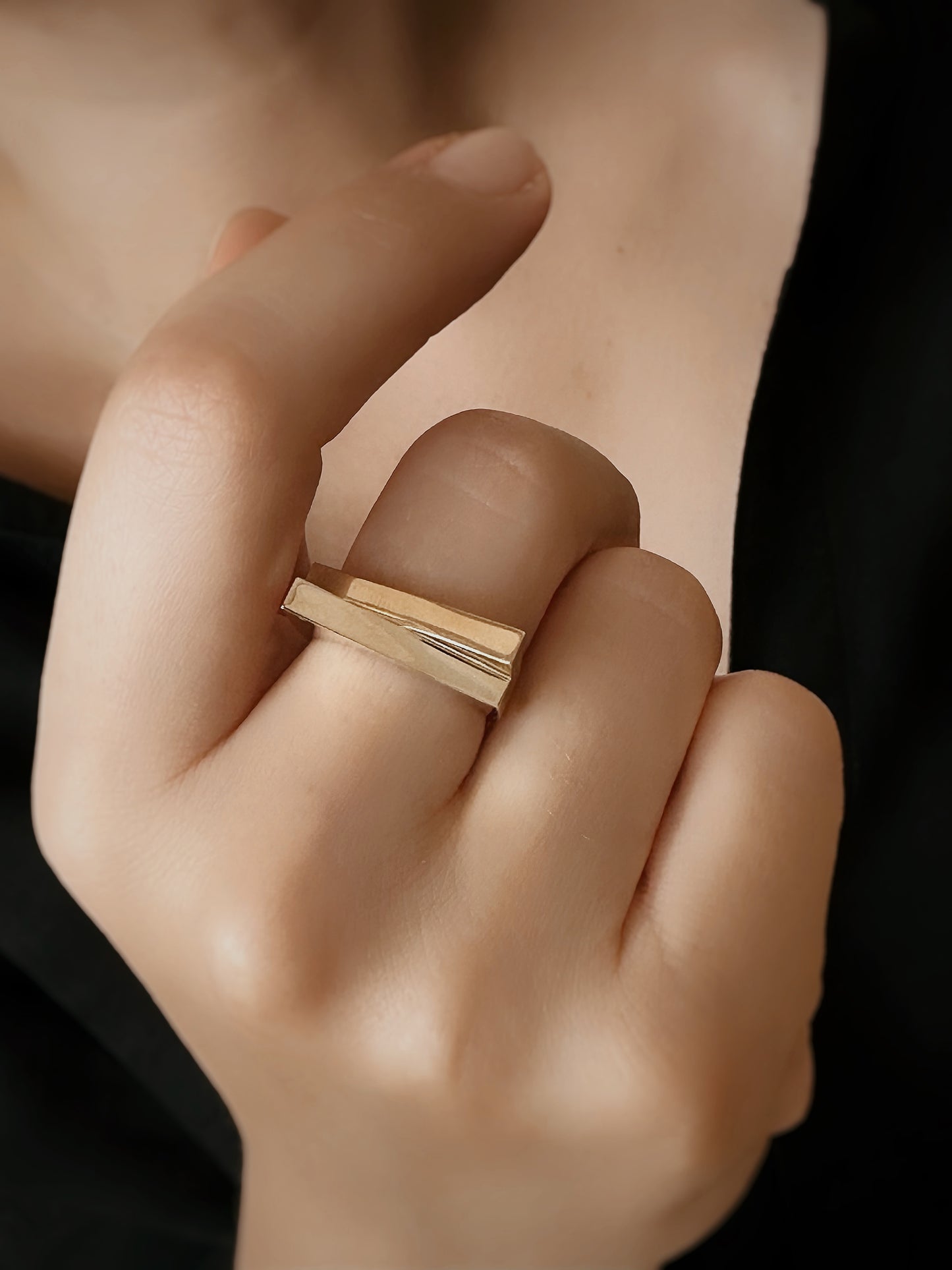 Asymmetrical Thick Unisex Ring, Geometric Ring