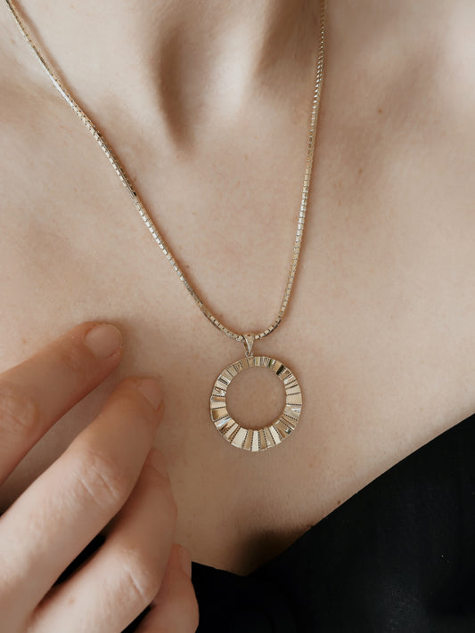 14k Gold Circle Necklace, Sunlight Necklace