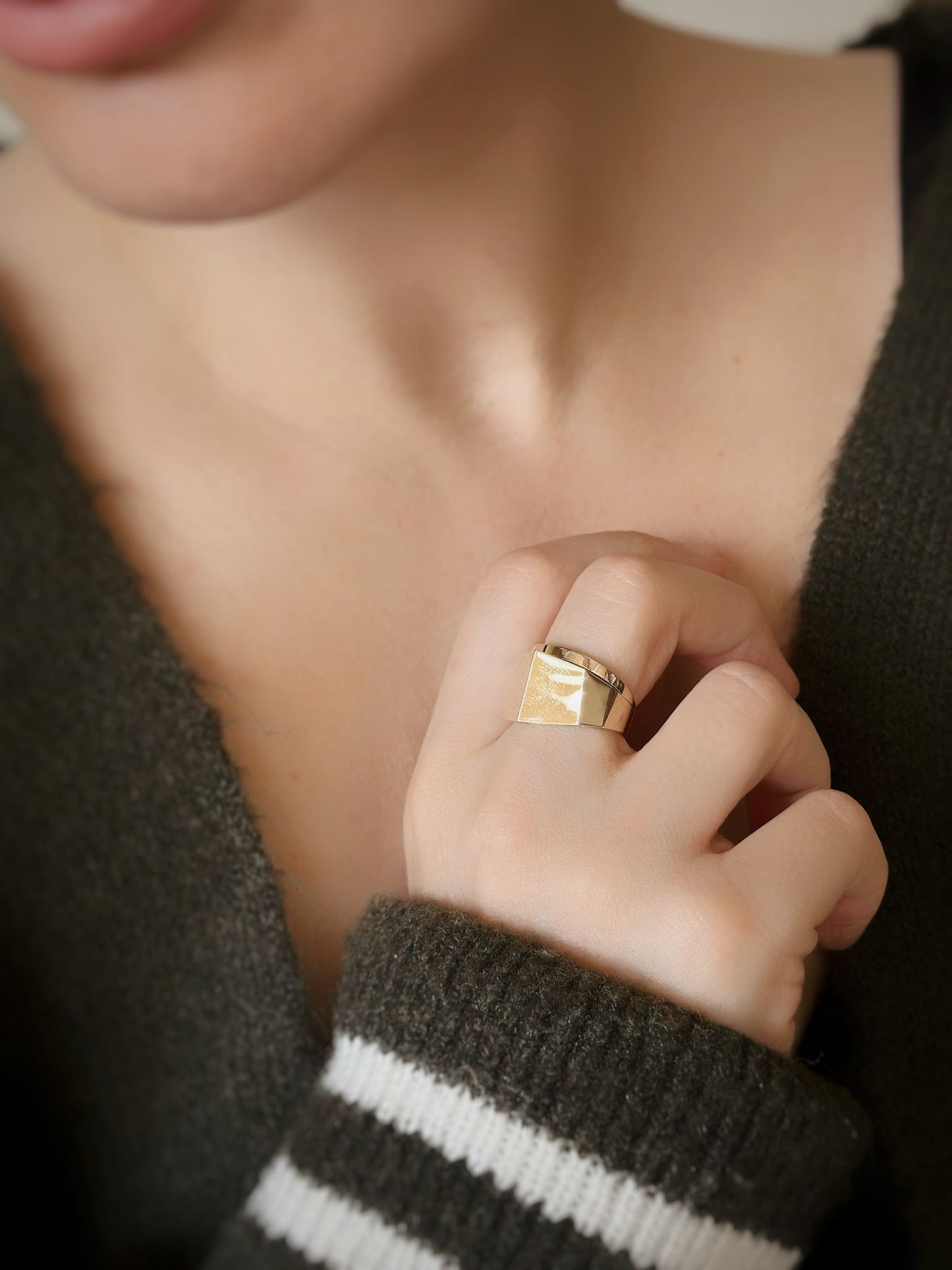 14k Dome Angular Ring