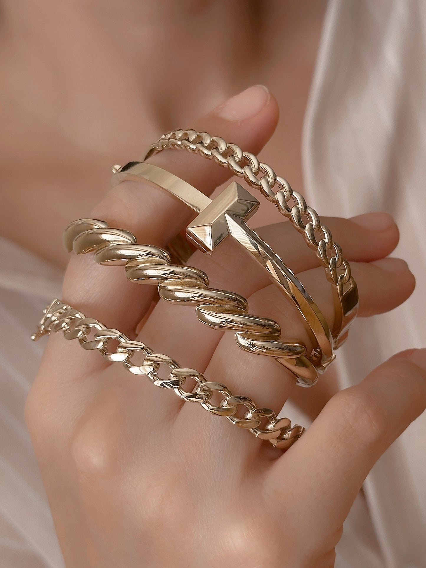 14K Solid Gold Double Twisted Rope Stacking