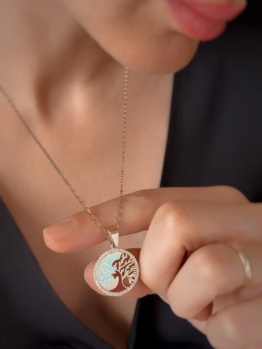 Real 14k Solid Gold Tree of Life Necklace