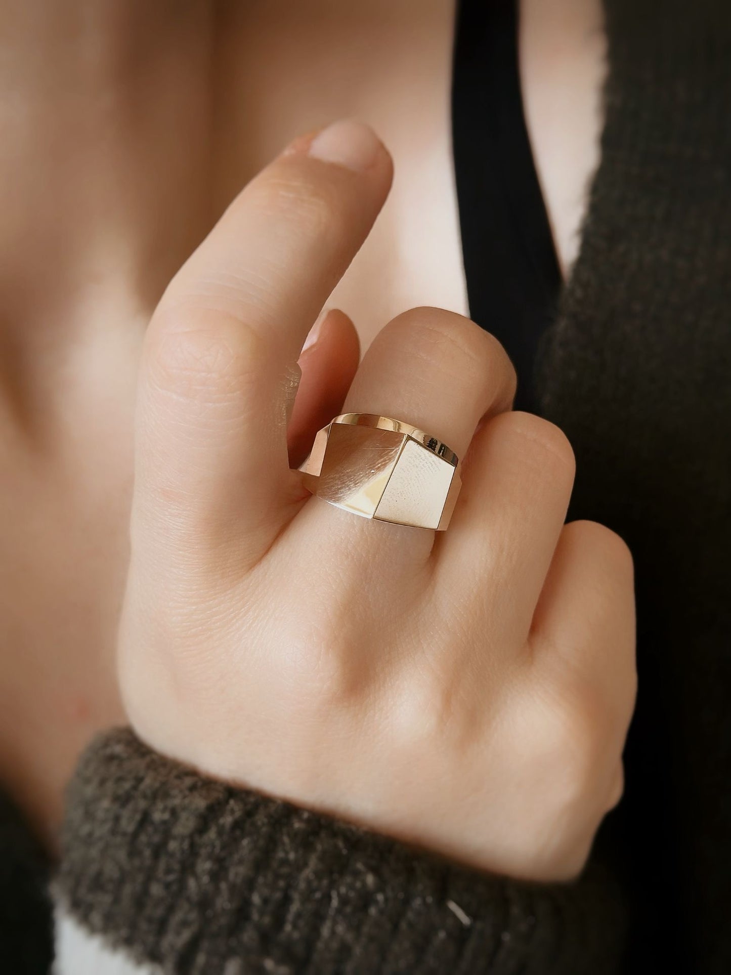 14k Dome Angular Ring