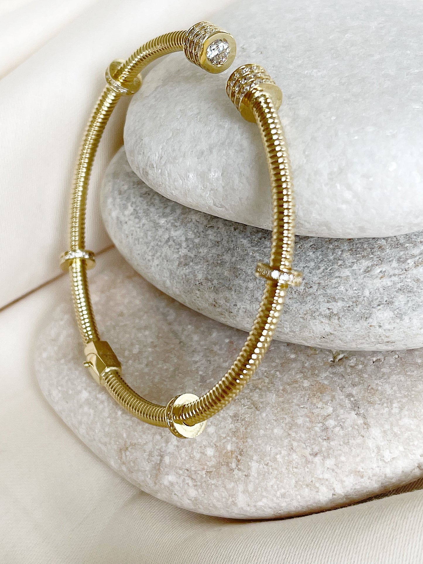 14k Solid Gold Bangle Bracelet, Twisted Bracelets