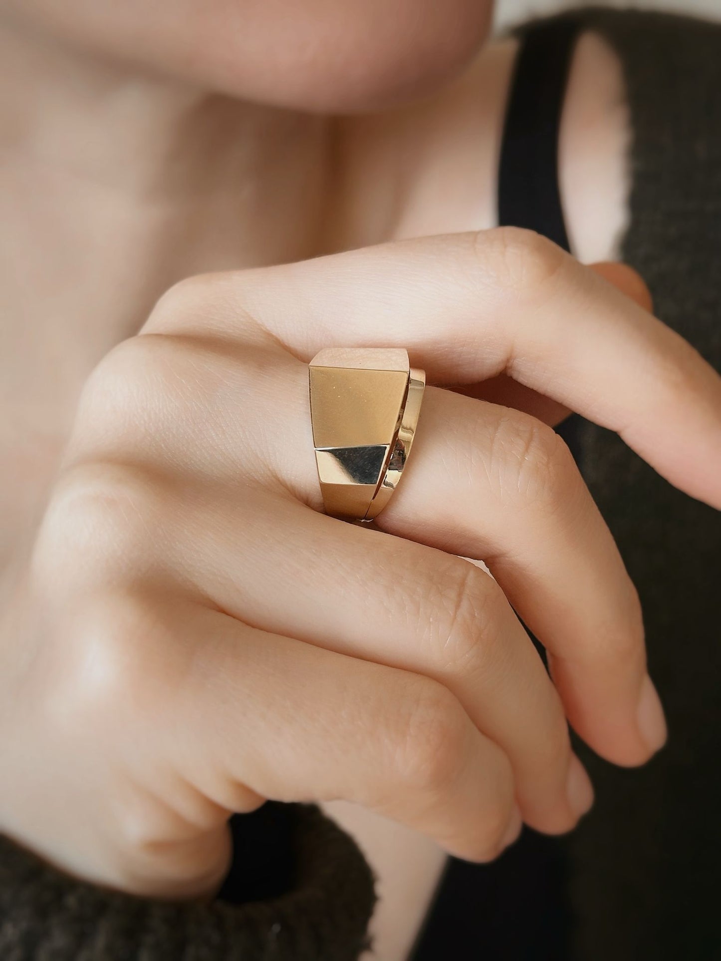 14k Dome Angular Ring