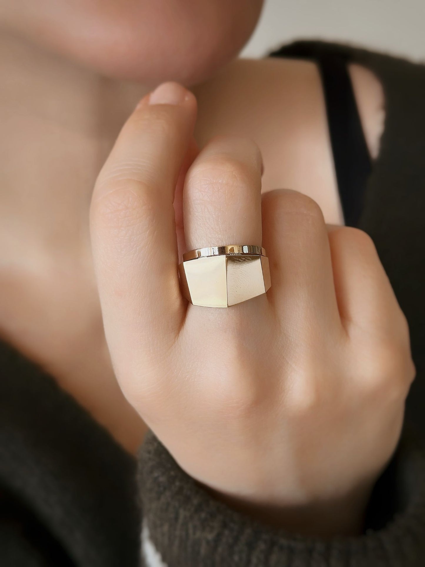 14k Dome Angular Ring